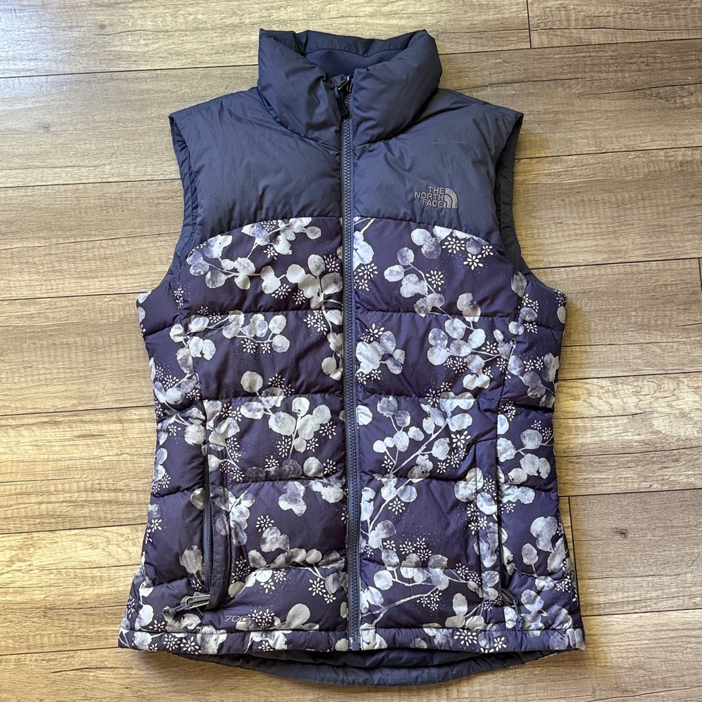 The North Face Purple Floral Puffer Vest